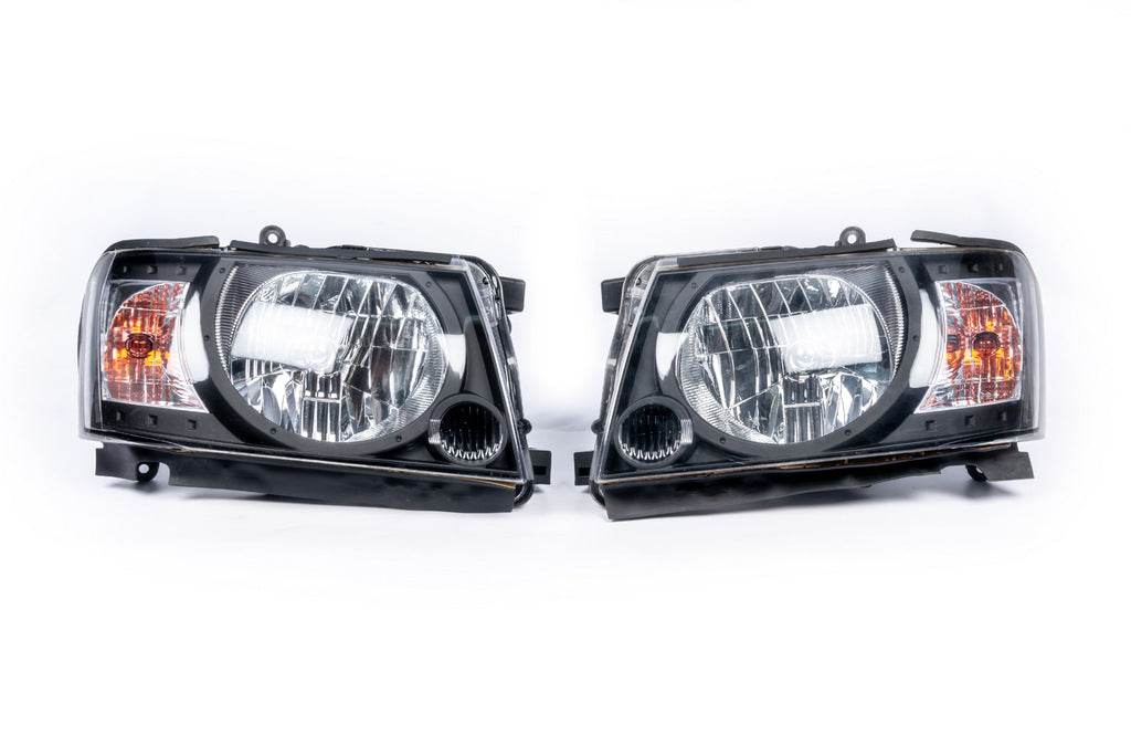 Front optics Safari Black (2004-2008, 2pcs) for Nissan Patrol Y61 1997-2011 - Reelken Auto