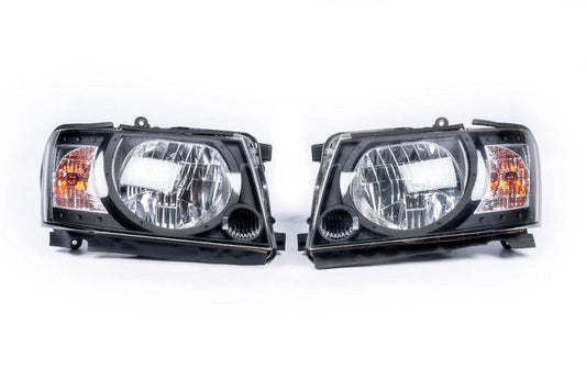Front optics Safari Black (2004-2008, 2pcs) for Nissan Patrol Y61 1997-2011 - Reelken Auto
