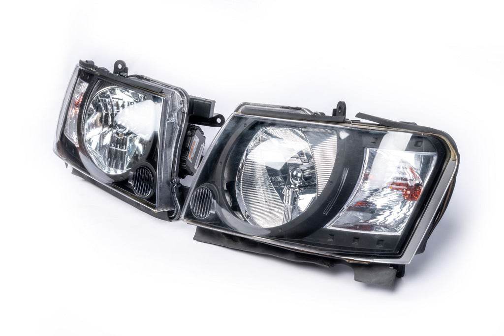 Front optics Safari Black (2004-2008, 2pcs) for Nissan Patrol Y61 1997-2011 - Reelken Auto