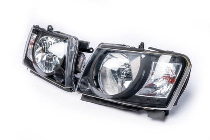 Front optics Safari Black (2004-2008, 2pcs) for Nissan Patrol Y61 1997-2011 - Reelken Auto