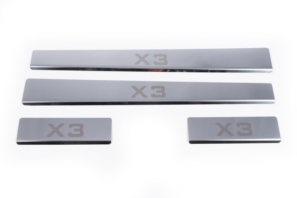 Carmos Door Sill Protectors (4 pcs, Stainless Steel) for BMW X3 E83 2003-2010 - image 2