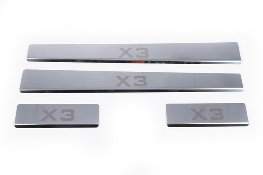 Carmos Door Sill Protectors (4 pcs, Stainless Steel) for BMW X3 E83 2003-2010 - image 2