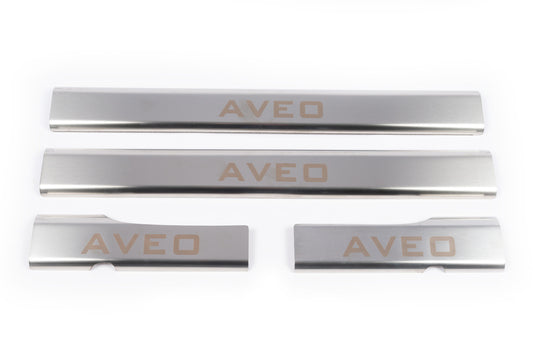 Stainless Steel Door Sill Protectors Carmos V1 (4 pcs) for Chevrolet Aveo T250 2005-2011 - image 2