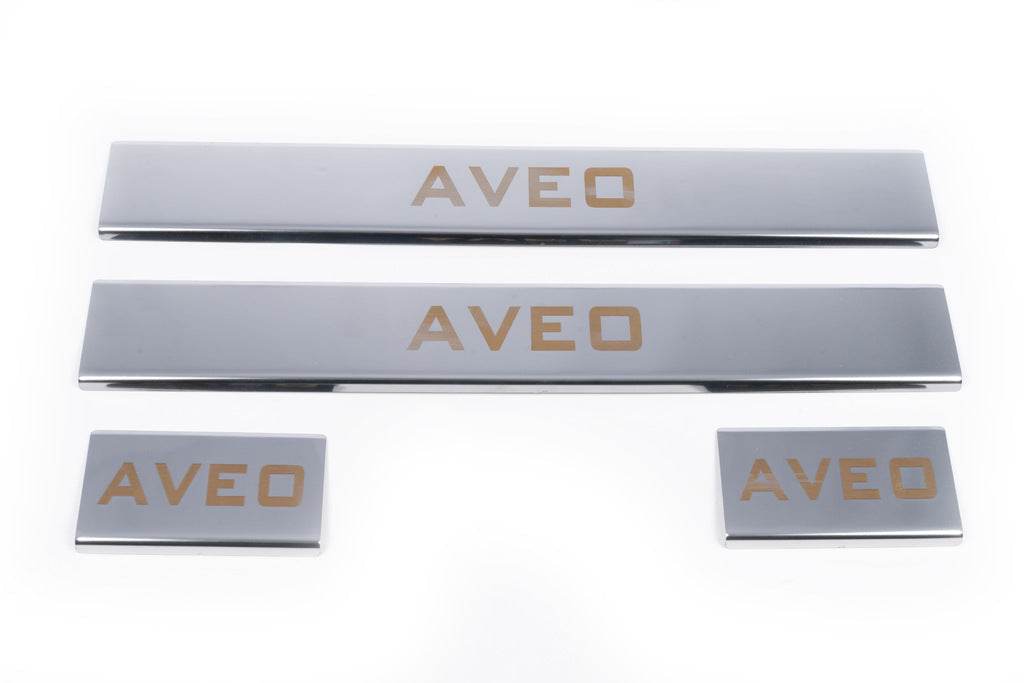 Sill Carmos V1 (4 pieces, stainless.) for Chevrolet Aveo T300 2011-2020 - Reelken Auto