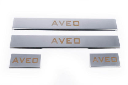 Sill Carmos V1 (4 pieces, stainless.) for Chevrolet Aveo T300 2011-2020 - Reelken Auto