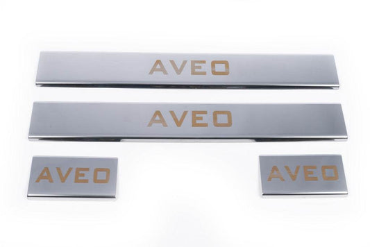 Sill Carmos V1 (4 pieces, stainless.) for Chevrolet Aveo T300 2011-2020 - Reelken Auto