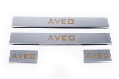 Door Sill Protectors Carmos V1 (4 pcs, Stainless Steel) for Chevrolet Aveo T300 2011-2020 - image 2