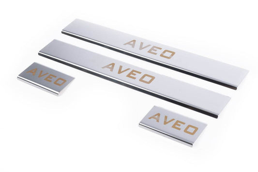Sill Carmos V1 (4 pieces, stainless.) for Chevrolet Aveo T300 2011-2020 - Reelken Auto