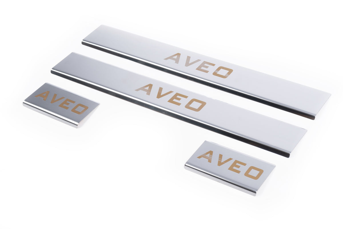 Door Sill Protectors Carmos V1 (4 pcs, Stainless Steel) for Chevrolet Aveo T300 2011-2020 - image 1
