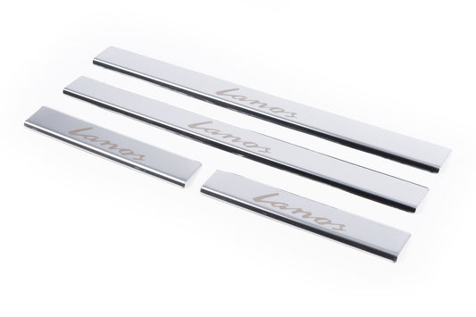 Door sill trims on body edge (Carmos V1, stainless steel) for Chevrolet Lanos 1998-2017 - image 1