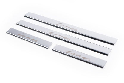 Stainless Steel Door Sill Protectors Carmos V1 (4 pcs) for Daewoo Lanos 1998-2017 - image 1