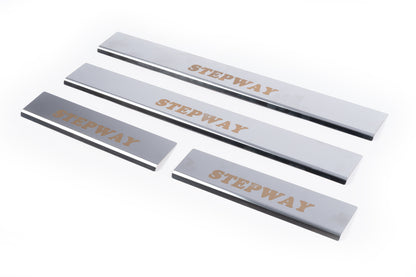 Door Sill Protectors Carmos V1 (4 pcs, Stainless Steel) for Renault Sandero 2007-2013 - image 1