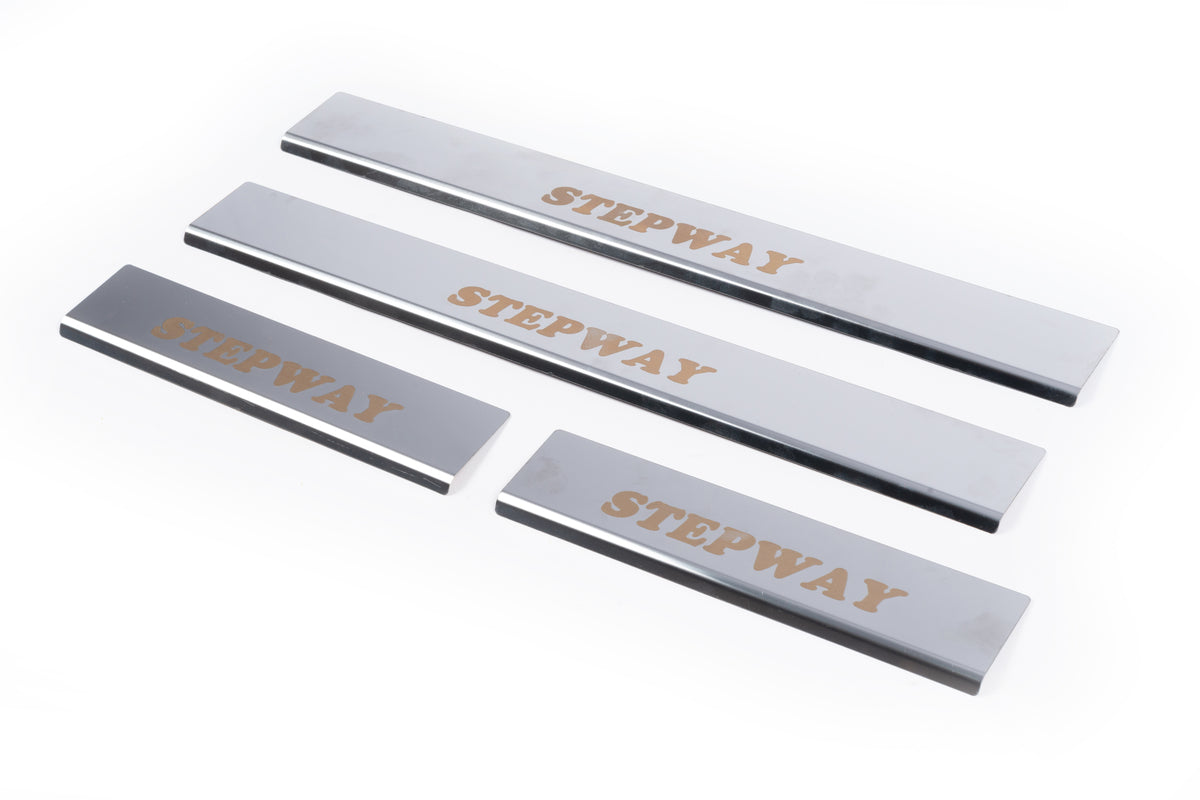 Door Sill Protectors Carmos V1 (4 pcs, Stainless Steel) for Renault Sandero 2013-2022 - image 1