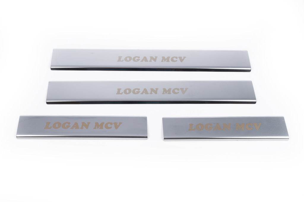 Door sill plates Carmos V1 (4 pcs., stainless steel) for Dacia Logan MCV 2013-2020 - Reelken Auto