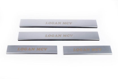 Door sill plates Carmos V1 (4 pcs., stainless steel) for Dacia Logan MCV 2013-2020 - Reelken Auto