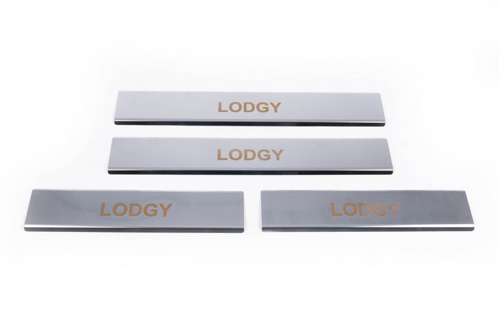 Door sill plates Carmos V1 (4 pcs., stainless steel) for Dacia Lodgy 2012-2022 - Reelken Auto