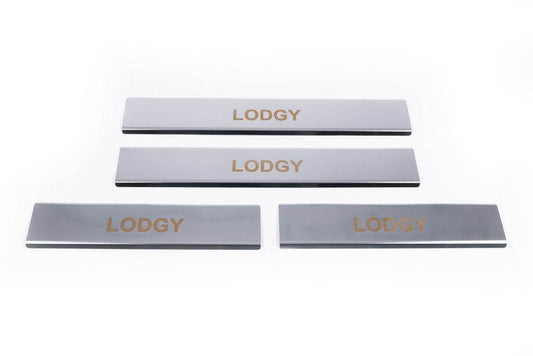Door sill plates Carmos V1 (4 pcs., stainless steel) for Dacia Lodgy 2012-2022 - Reelken Auto
