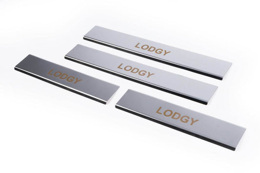 Door sill plates Carmos V1 (4 pcs., stainless steel) for Renault Lodgy 2013-2022 - Reelken Auto