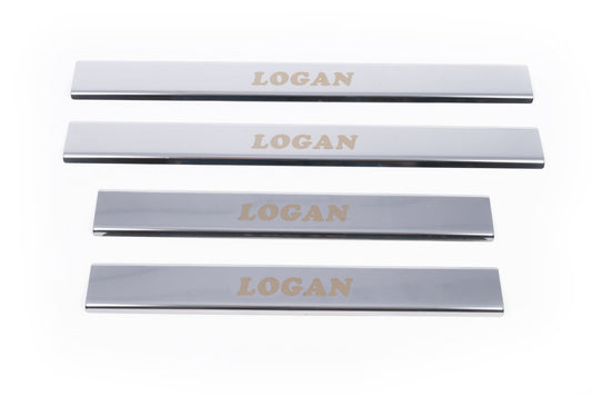 Door Sill Protectors Carmos V1 (4 pcs, Stainless Steel) for Renault Logan I 2005-2008 - image 2
