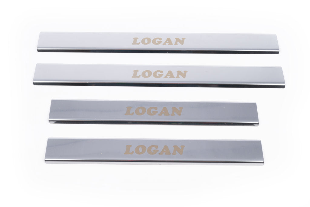 Door Sill Protectors Carmos V1 (4 pcs, Stainless Steel) for Renault Logan I 2008-2013 - image 2