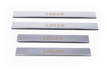 Door Sill Protectors Carmos V1 (4 pcs, Stainless Steel) for Renault Logan I 2005-2008 - image 2
