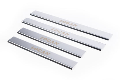 Door Sill Protectors Carmos V1 (4 pcs, Stainless Steel) for Renault Logan I 2005-2008 - image 1