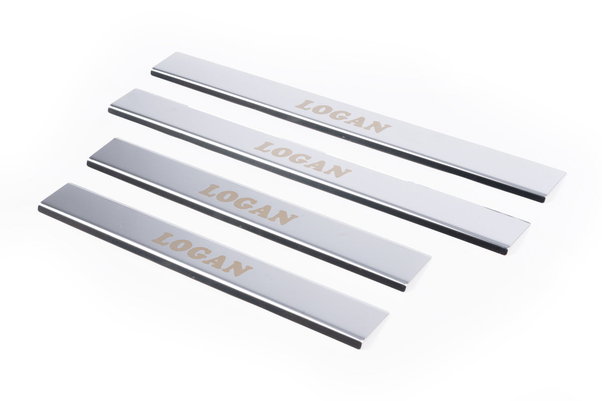 Door Sill Protectors Carmos V1 (4 pcs, Stainless Steel) for Renault Logan I 2008-2013 - image 1