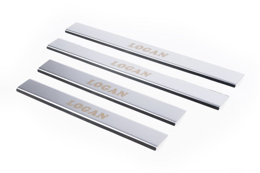 Door Sill Protectors Carmos V1 (4 pcs, Stainless Steel) for Dacia Logan I 2008-2012 - image 1