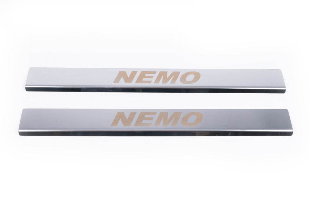 Door sills Carmos V1 (2 pcs, stainless steel) for Citroen Nemo - Reelken Auto