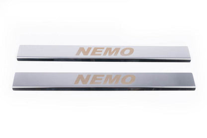 Door sills Carmos V1 (2 pcs, stainless steel) for Citroen Nemo - Reelken Auto