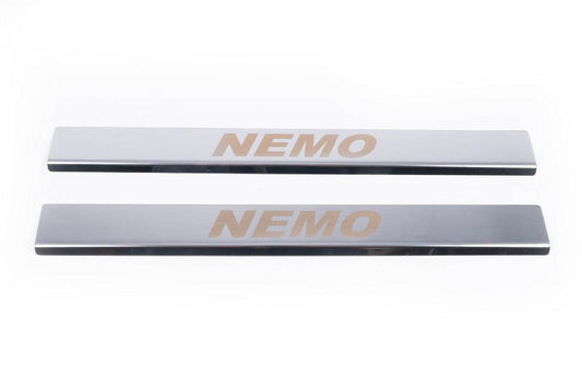 Door sills Carmos V1 (2 pcs, stainless steel) for Citroen Nemo - Reelken Auto