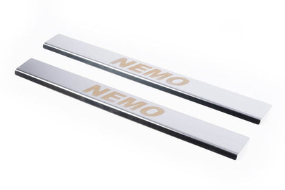 Door sills Carmos V1 (2 pcs, stainless steel) for Citroen Nemo - Reelken Auto