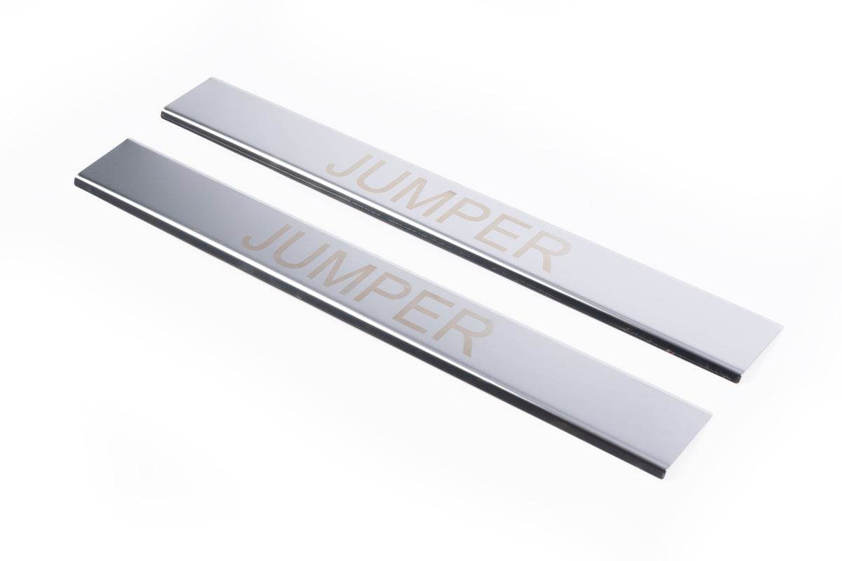 Pads for door sills Carmos (2 pieces, stainless steel.) for Citroen Jumper 2007-2025 - Reelken Auto