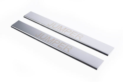 Pads for door sills Carmos (2 pieces, stainless steel.) for Citroen Jumper 2007-2025 - Reelken Auto