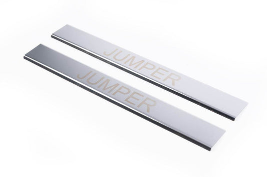 Pads for door sills Carmos (2 pieces, stainless steel.) for Citroen Jumper 2007-2025 - Reelken Auto
