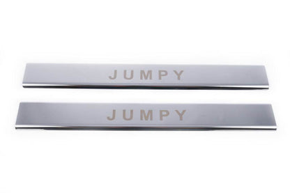 Door sill plates (2 pcs., steel, Carmos) for Citroen Jumpy 2007-2017 - Reelken Auto