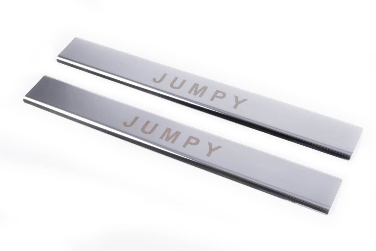 Door sill plates (2 pcs., steel, Carmos) for Citroen Jumpy 2007-2017 - Reelken Auto