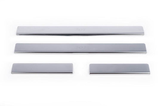 Door sill plates Carmos V1 (4 pcs., stainless steel) for Peugeot 301 - Reelken Auto