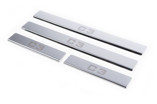 Chrome Door Sill Protectors (Carmos) for Citroen C-3 2002-2009 - image 1