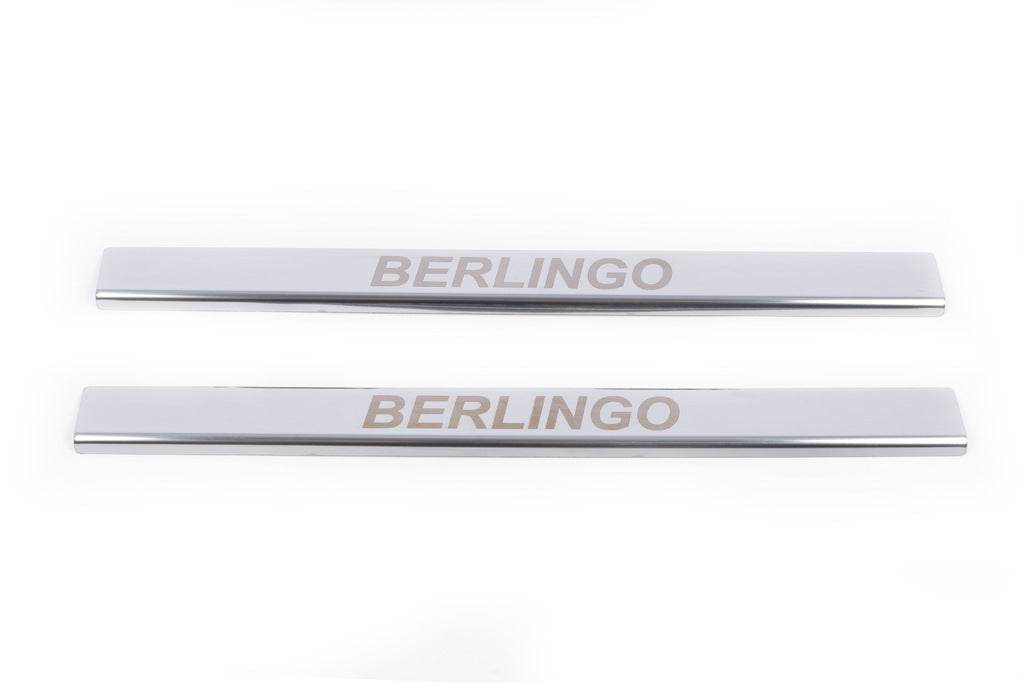 Door sills Carmos V1 (2 pcs, stainless steel) for Citroen Berlingo 1996-2008 - Reelken Auto