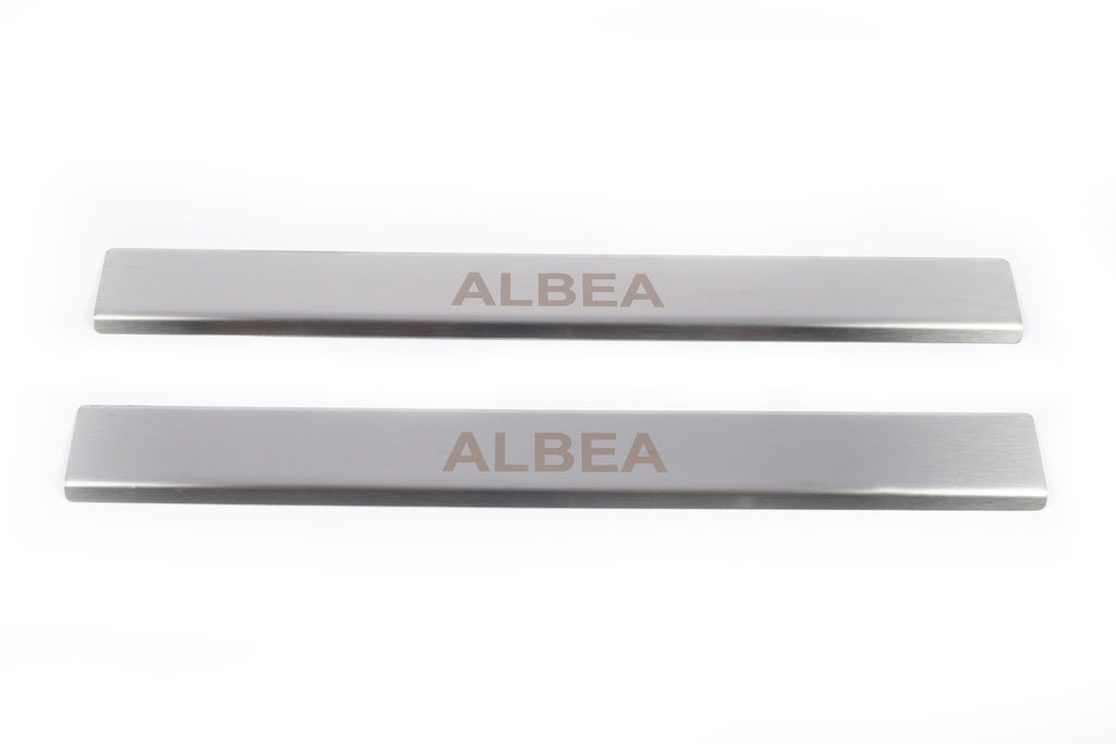 Carmos Stainless Steel Door Sill Protectors (2 pcs) for Fiat Albea 2002-2012 - image 2