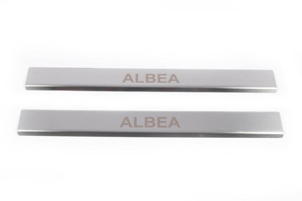 Pads for door sills Carmos (2 pieces, stainless steel.) for Fiat Albea 2002↗ - Reelken Auto