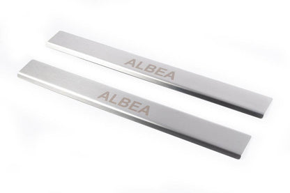 Pads for door sills Carmos (2 pieces, stainless steel.) for Fiat Albea 2002↗ - Reelken Auto
