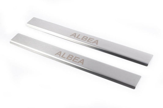 Pads for door sills Carmos (2 pieces, stainless steel.) for Fiat Albea 2002↗ - Reelken Auto