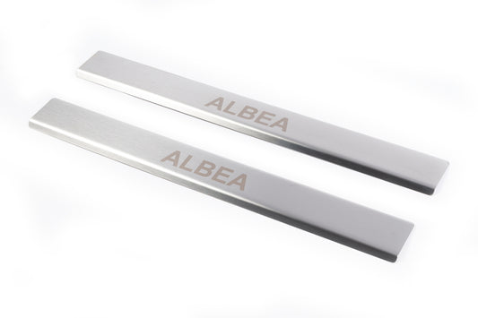 Carmos Stainless Steel Door Sill Protectors (2 pcs) for Fiat Albea 2002-2012 - image 1