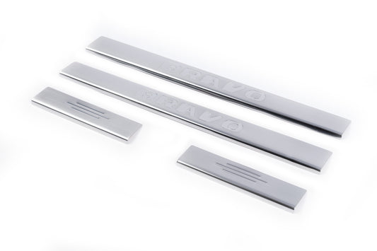 Carmos Door Sill Protectors (4 pcs, Stainless Steel) for Fiat Bravo 2008-2016 - image 1