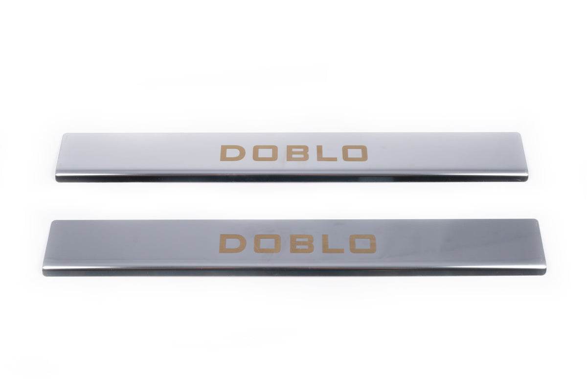 Door sills V1 (Carmos, 2 pcs, stainless steel) for Fiat Doblo I 2005-2010 - Reelken Auto