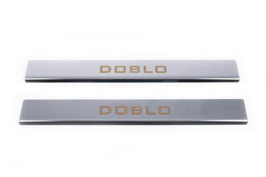 Door sills V1 (Carmos, 2 pcs, stainless steel) for Fiat Doblo I 2005-2010 - Reelken Auto