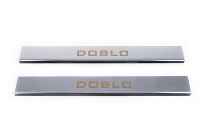 Stainless Steel Door Sill Protectors (Carmos, 2 pcs) for Fiat Doblo I 2001-2005 - image 1