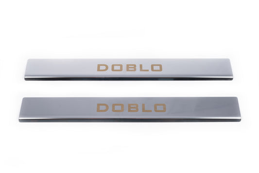 Door Sill Protectors V1 (Carmos, 2 pcs, Stainless Steel) for Fiat Doblo I 2005-2010 - image 1